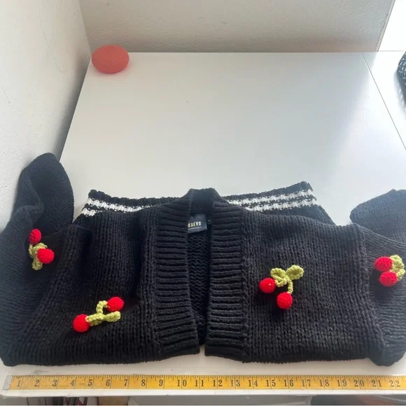 Anthropologie Maeve Black Varsity Cardigan Sweater with 3D Cherry
O/S NWOT - Picture 9 of 12